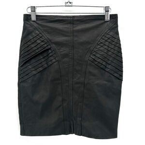 Robert Rodriguez Knife Pleated Pencil Skirt Leather Size 2 Mini Black Moto Retro